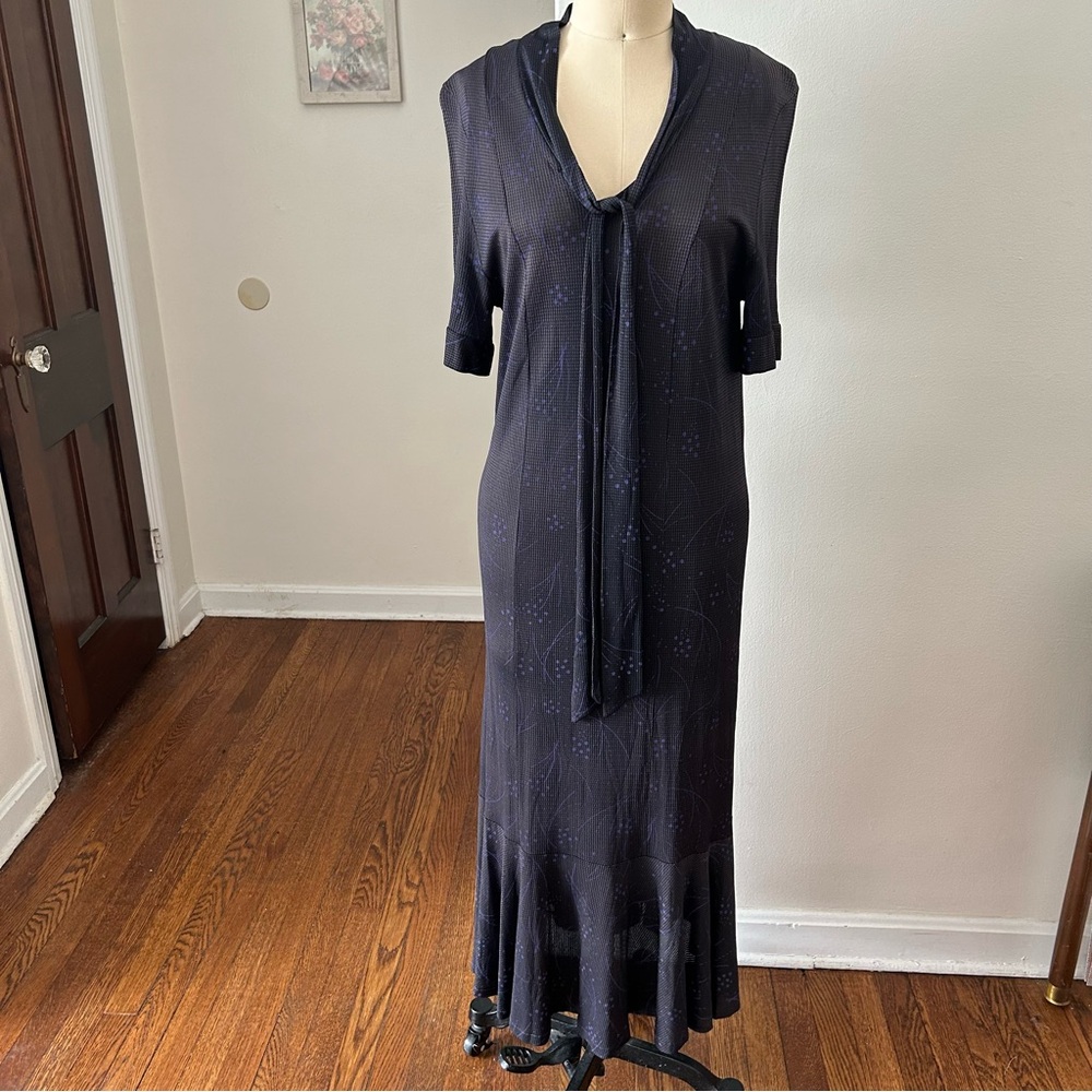 1960s Does 20s Short Sleeved Printed Afternoon Dress